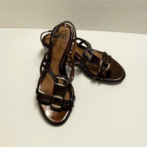 Sofft Patent Leather Open-Toe Wedge Sandal _ Wine _ Size 8M